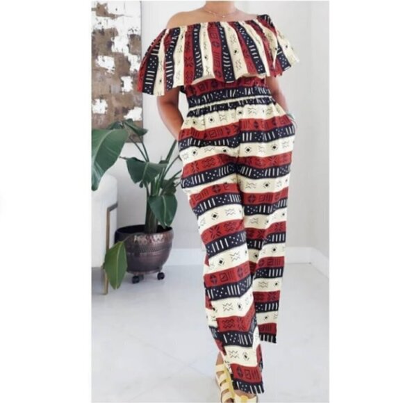 African Print Ankara Style Pants Jumper Jumpsuit Romper - Picture 1 of 1